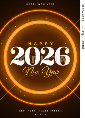 2026 new year wishes poster with glowing circular frame 2026 new year wishes poster with glowing circular frame 133679540