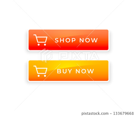 glossy web shop and buy now button with shopping cart 133679668