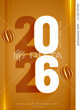 modern 2026 new year festive poster with xmas bauble modern 2026 new year festive poster with xmas bauble 133679784