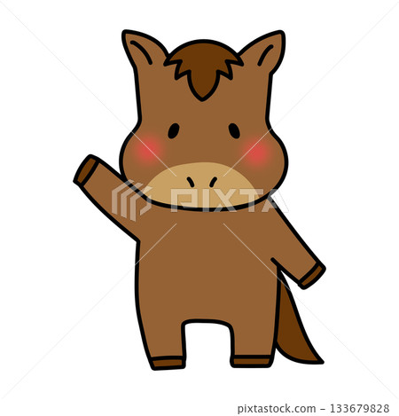 A horse raising its hand to greet 133679828