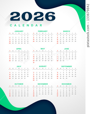 new year 2026 calendar layout with curvy lines new year 2026 calendar layout with curvy lines 133679842