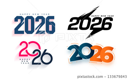 pack of four 2026 happy new year wishes label design pack of four 2026 happy new year wishes label design 133679843