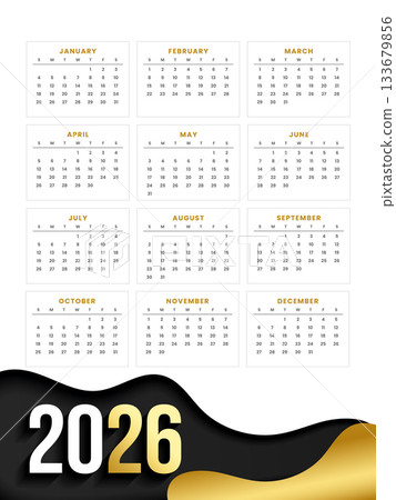 premium style 2026 wall calendar layout with wavy lines premium style 2026 wall calendar layout with wavy lines 133679856