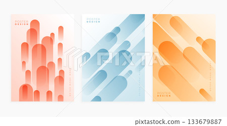 set of modern gradient movement pattern poster design 133679887
