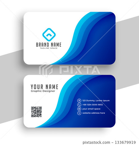 stylish business id card template with wavy lines design 133679919