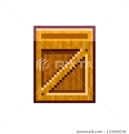 Pixel Art Wooden Crate Icon. Retro 8bit Game Box Asset for Loot Storage and Breakable Objects. Pixel Art Wooden Crate Icon. Retro 8bit Game Box Asset for Loot Storage and Breakable Objects. 133680036