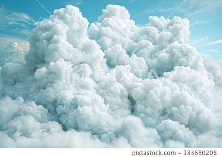 Fluffy White Clouds Against Bright Blue Sky Capturing Tranquility and Calmness of Nature Fluffy White Clouds Against Bright Blue Sky Capturing Tranquility and Calmness of Nature 133680208