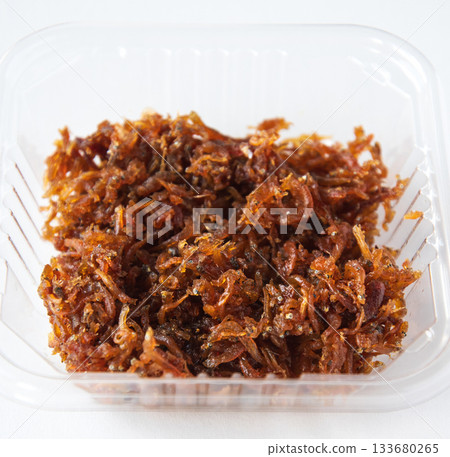 Packed dried baby sardines with Japanese pepper 133680265