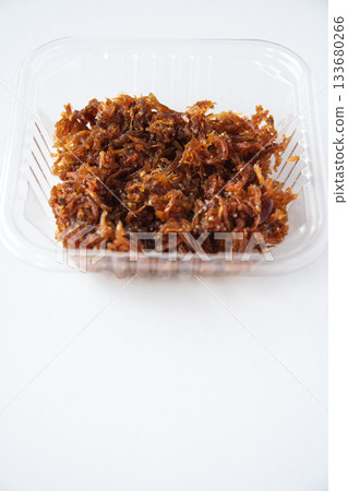 Packed dried baby sardines with Japanese pepper Packed dried baby sardines with Japanese pepper 133680266