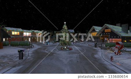 街道兩旁裝飾著聖誕樹 街道兩旁裝飾著聖誕樹 133680654