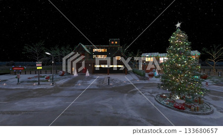 Streets decorated with Christmas trees 133680657