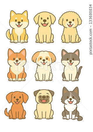 各種狗的插圖集 133680834