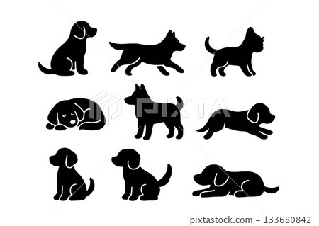 Cute dog silhouette icon 133680842