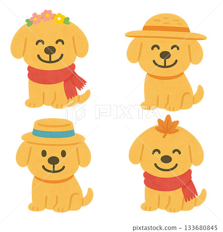 Cute dog illustration set 133680845