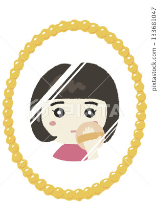 Illustration of a girl putting on makeup reflected in a mirror, which can be used as a profile or icon Illustration of a girl putting on makeup reflected in a mirror, which can be used as a profile or icon 133681047