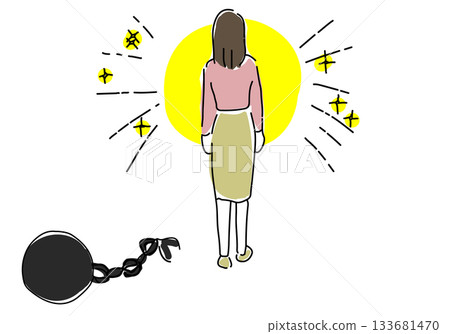 一個女人掙脫束縛，向前邁進的解放場景 133681470