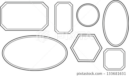 Simple, double-line frame set. Available in various shapes, including oval and polygonal. Gray and easy to use. Simple, double-line frame set. Available in various shapes, including oval and polygonal. Gray and easy to use. 133681631