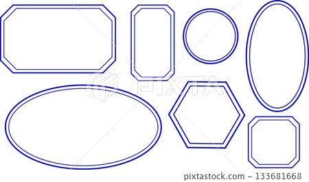 A set of blue frames in various shapes. Double lines. Simple and easy to use. A set of blue frames in various shapes. Double lines. Simple and easy to use. 133681668