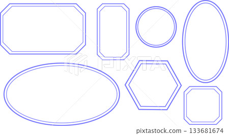 A set of blue frames in various shapes. Double lines. Simple and easy to use. A set of blue frames in various shapes. Double lines. Simple and easy to use. 133681674