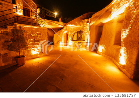 Cappadocia cave hotel at night 133681757
