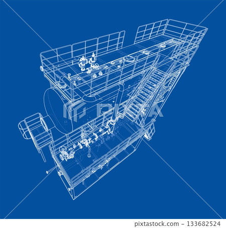 Industrial Blueprint Design. Vector Industrial Blueprint Design. Vector 133682524