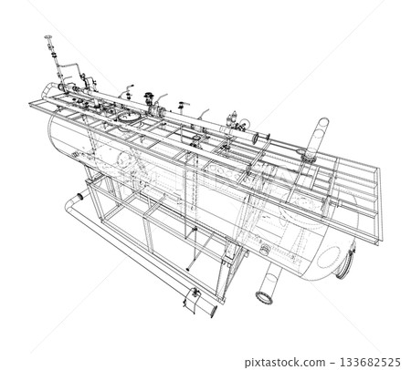 Industrial Equipment Blueprint. Vector Industrial Equipment Blueprint. Vector 133682525