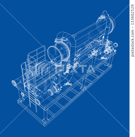 Industrial Equipment Blueprint. Vector Industrial Equipment Blueprint. Vector 133682529