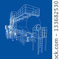 Industrial Machine Blueprint. Vector 133682530