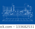 Industrial Blueprint Design. Vector 133682531