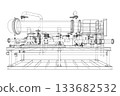 Industrial Equipment Wireframe Design. Vector 133682532