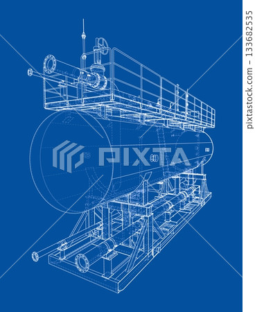 Industrial Equipment Blueprint. Vector Industrial Equipment Blueprint. Vector 133682535