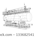 Industrial Tank Blueprint. Vector 133682541