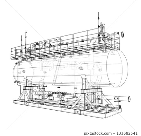 Industrial Tank Blueprint. Vector Industrial Tank Blueprint. Vector 133682541