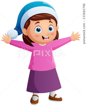 Cartoon girl wearing winter clothes Cartoon girl wearing winter clothes 133682786
