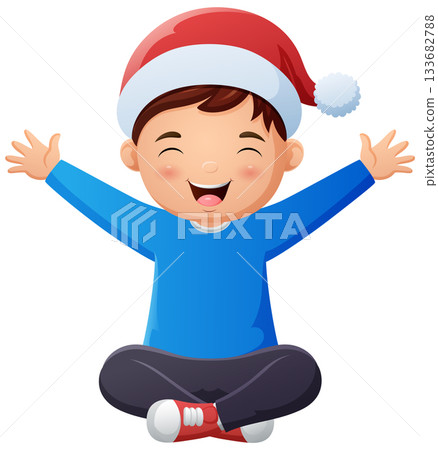 Cartoon little boy wearing winter clothes Cartoon little boy wearing winter clothes 133682788