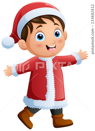 Happy boy wearing santa claus costume Happy boy wearing santa claus costume 133682812