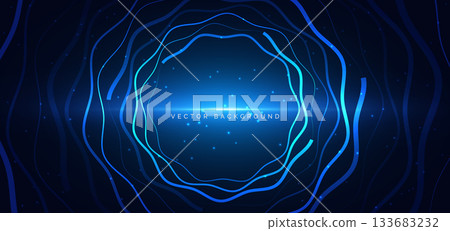 Abstract blue circle wave lines on light blue background. Technology data concept. 133683232