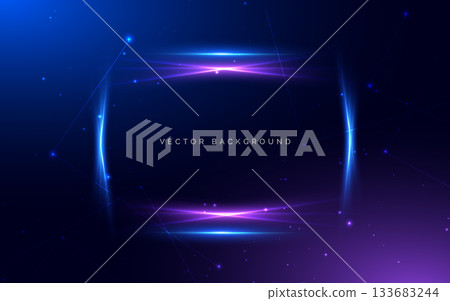 Frame square blue and pink neon glowing with sparkling on dark blue background. Frame square blue and pink neon glowing with sparkling on dark blue background. 133683244