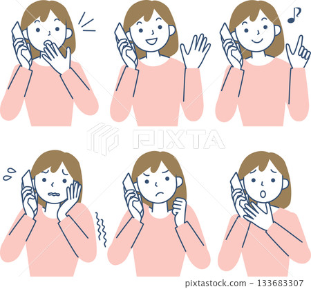 Upper body set of a young woman talking on a smartphone Upper body set of a young woman talking on a smartphone 133683307