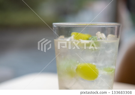 A glass of Shine Muscat green grape ade A glass of Shine Muscat green grape ade 133683308