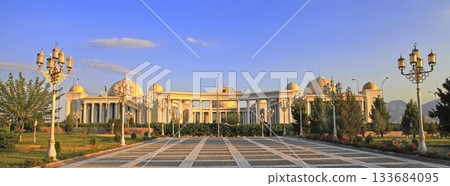 Ashgabat, Turkmenistan. Modern architecture of Ashgabat.  General Views to the president palace.  133684095