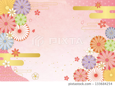 Floral Japanese pattern and Japanese paper background Floral Japanese pattern and Japanese paper background 133684254