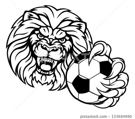 Lion Soccer Ball Sports Mascot 133684990