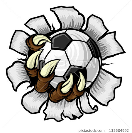 Soccer Football Ball Claw Cartoon Monster Hand 133684992