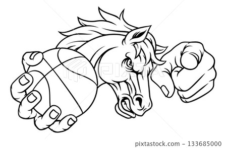 Horse Mustang Stallion Basketball Sports Mascot Horse Mustang Stallion Basketball Sports Mascot 133685000