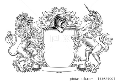 Coat of Arms Crest Lion Unicorn Family Shield Coat of Arms Crest Lion Unicorn Family Shield 133685001
