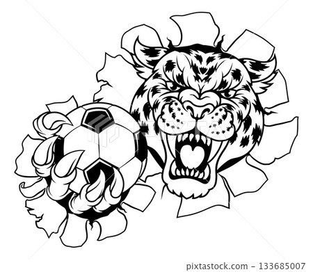 Jaguar Leopard Cheetah Soccer Football Ball Mascot Jaguar Leopard Cheetah Soccer Football Ball Mascot 133685007