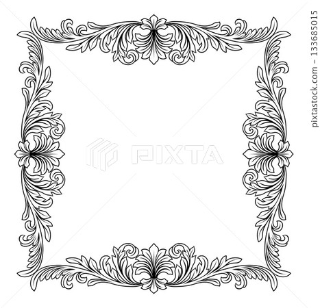 Filigree Heraldic Crest Motif Floral Pattern Frame Filigree Heraldic Crest Motif Floral Pattern Frame 133685015