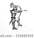 Armored Archer Drawing Aiming Arrow Sketch Art 133685039