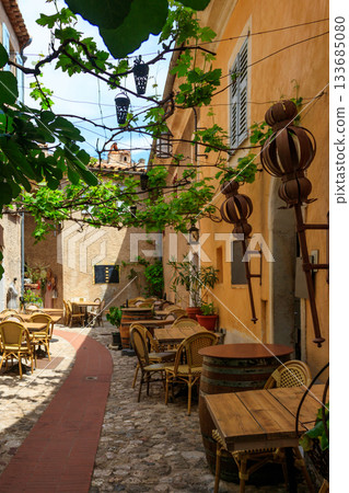 Narrow street in medieval Eze village in French Riviera, France Narrow street in medieval Eze village in French Riviera, France 133685080
